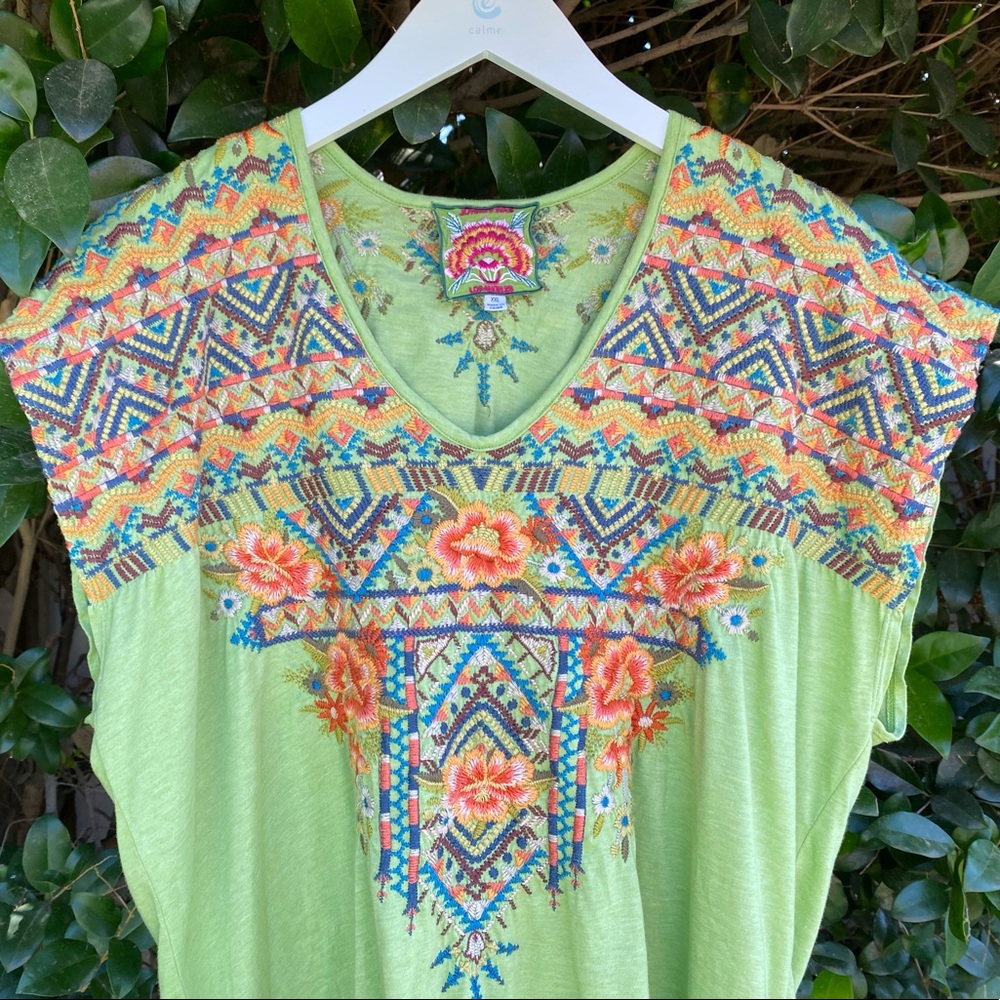 Johnny Was Cotton Embroidered tee